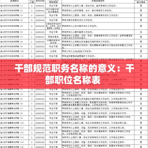 干部规范职务名称的意义：干部职位名称表 