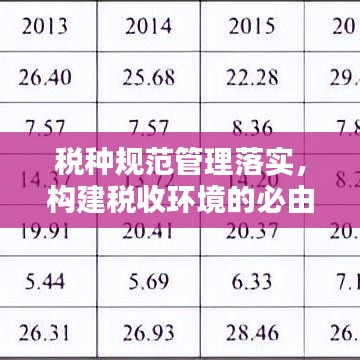 税种规范管理落实，构建税收环境的必由之路